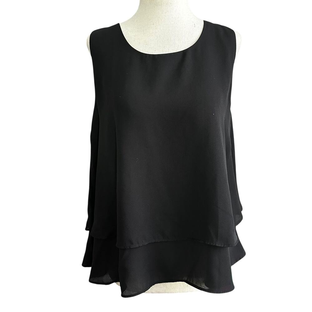 Stella Luce Black Tiered Blouse Women's Size Medium | 3-33